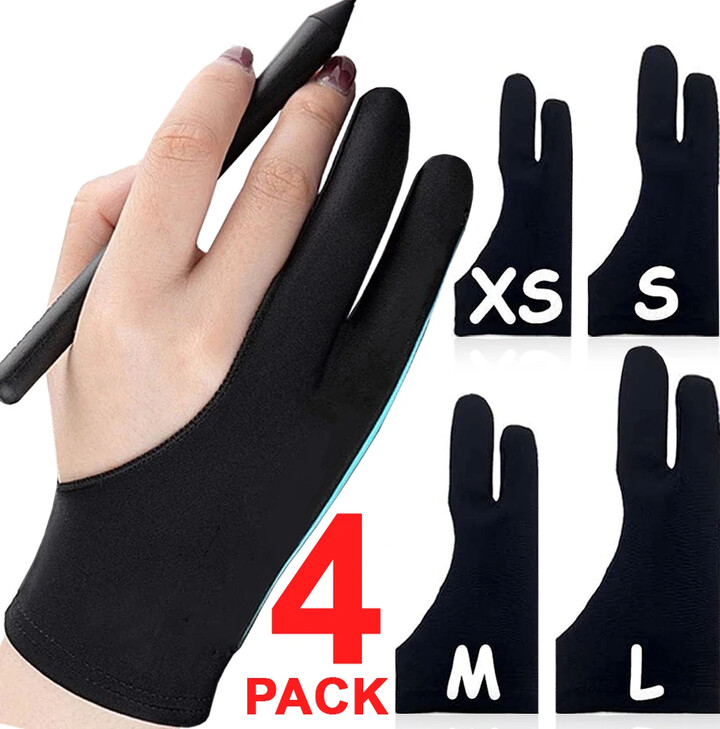 BAPPSUS Palm Rejection Artist Two-Finger Glove for IPad Tablet Graphic Drawing Monitor Painting Anti-fouling Tablet Screen Gloves