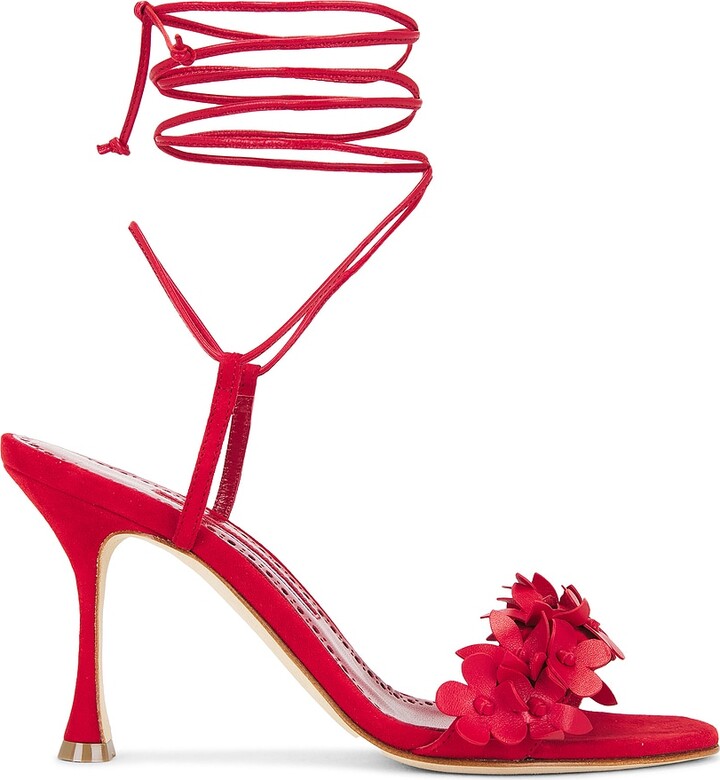 Manolo Blahnik Anista 90 Sandal in Red