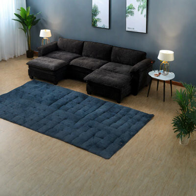 Orren Ellis Luxury Black Chenille Sofas U-shaped Modern Couch For Living Room