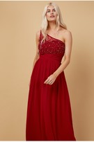 Thumbnail for your product : Little Mistress Bridesmaid Luanna Red Embellished One-Shoulder Maxi Dress
