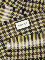 Thumbnail for your product : Gucci Embellished Fringed Houndstooth Wool And Cashmere-Blend Scarf