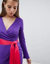 Thumbnail for your product : ASOS Design DESIGN Maxi Dress With Long Sleeve And Contrast Belt-Purple