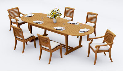 Red Barrel Studio 13 Pcs Grade-A Teak Wood Dining Set: 118\