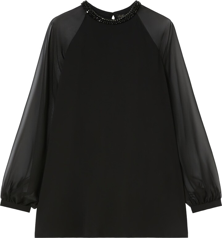 Marina Rinaldi Cady Chiffon-Sleeve Cambusa Blouse