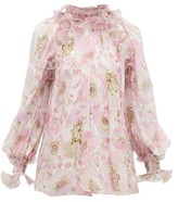 Thumbnail for your product : Zimmermann Super Eight Ruffled Floral-print Silk Blouse - Pink Print