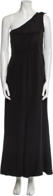 Valentino Silk Evening Gown Black Cutout Accent Sleeveless with One-Shoulder Concealed Zip Closure at Side Designer