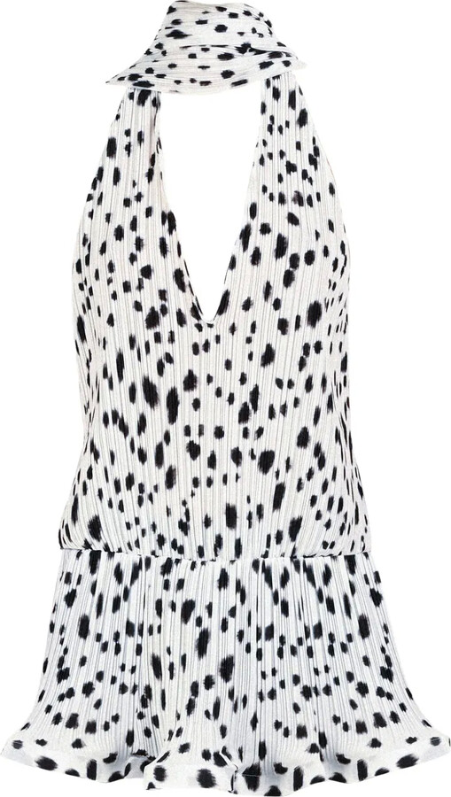 ROWEN ROSE Dalmatian-Pattern Pleated Dress