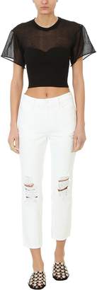 Alexander Wang Cult Destroyed White Cotton Ripped Cropped Jeans
