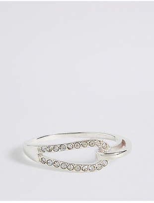 M&S Collection Sterling Silver Interlocking Pave Ring