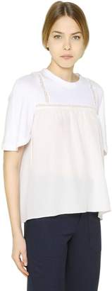Chloé Cotton Jersey & Silk Crepe T-Shirt
