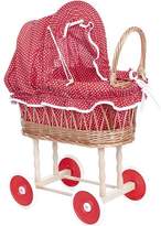 Thumbnail for your product : Little Ella James Wicker Dolls' Pram With Red Hood