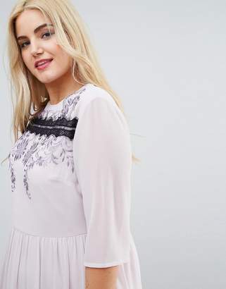ASOS Curve Premium Eyelash Lace Mini Dress With Embroidery