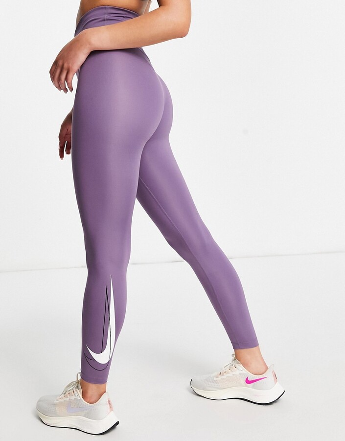 Nike Running Dri-FIT Swoosh 7/8 leggings in dusty purple - ShopStyle  Activewear Pants