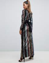 Thumbnail for your product : Club L London rainbow sequin wrap front maxi dress