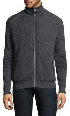 The Kooples Ribbed Zip Up Sweater