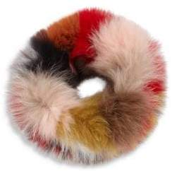 Surell Women's Multicolor Fox Fur Headband - Red Multi