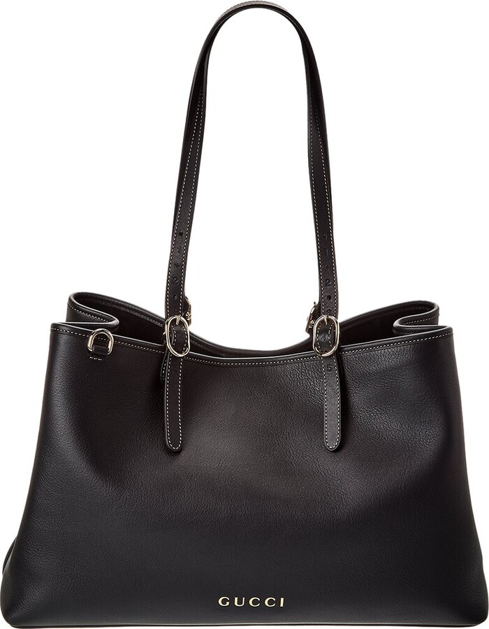 Gucci Gg Emblem Large Leather Tote