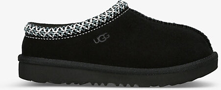 UGG Black Tasman II Contrast-Stitch Suede Slippers 6-10 Years Eur 32.5 /13.5 Uk Kids