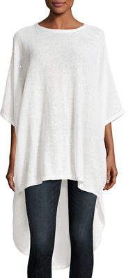 Brunello Cucinelli Paillette-Embellished Knit High-Low Poncho