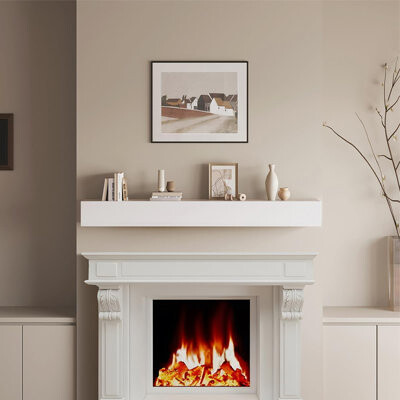 Millwood Pines Walnut Colored Storage Fireplace Mantel