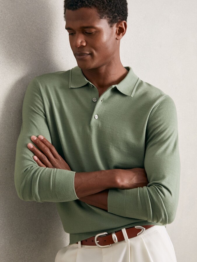 Reiss Wool Long-sleeve Polo Shirt