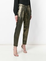 Thumbnail for your product : Moschino Pre Owned Tapered Cropped Metallic Trousers