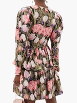 Thumbnail for your product : Borgo de Nor Amelia Metallic-jacquard Floral Silk-blend Dress - Black Multi