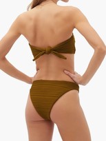 Thumbnail for your product : Mara Hoffman Reva High-cut Plissé Bikini Briefs - Dark Green