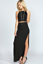 Thumbnail for your product : boohoo Tamsin Ruched Side Jersey Maxi Skirt