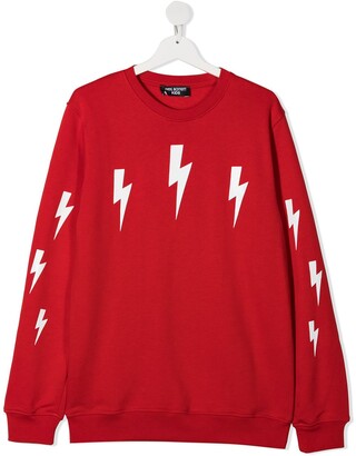 Neil Barrett Kids TEEN lightning bolt print sweatshirt