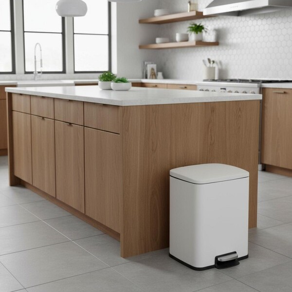 Innovaze Innovaze5.3Gallon/20LiterStainlessSteelStep-OnTrashCanRectangularShapeMatteWhiteFinishIdealforHomeorOffice