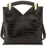 Thumbnail for your product : French Connection Buckle Up Crocodile-Embossed Tote Bag