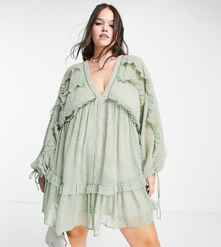 ASOS Curve ASOS DESIGN Curve v front v back mini skater dress with