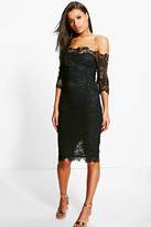 Thumbnail for your product : boohoo Boutique Crochet Off Shoulder Midi Dress