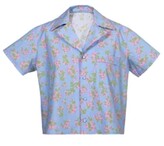 Floral Print Pajama Top Blue 