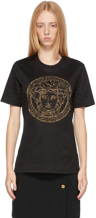 Versace Black & Gold Studded Medusa T-Shirt - ShopStyle