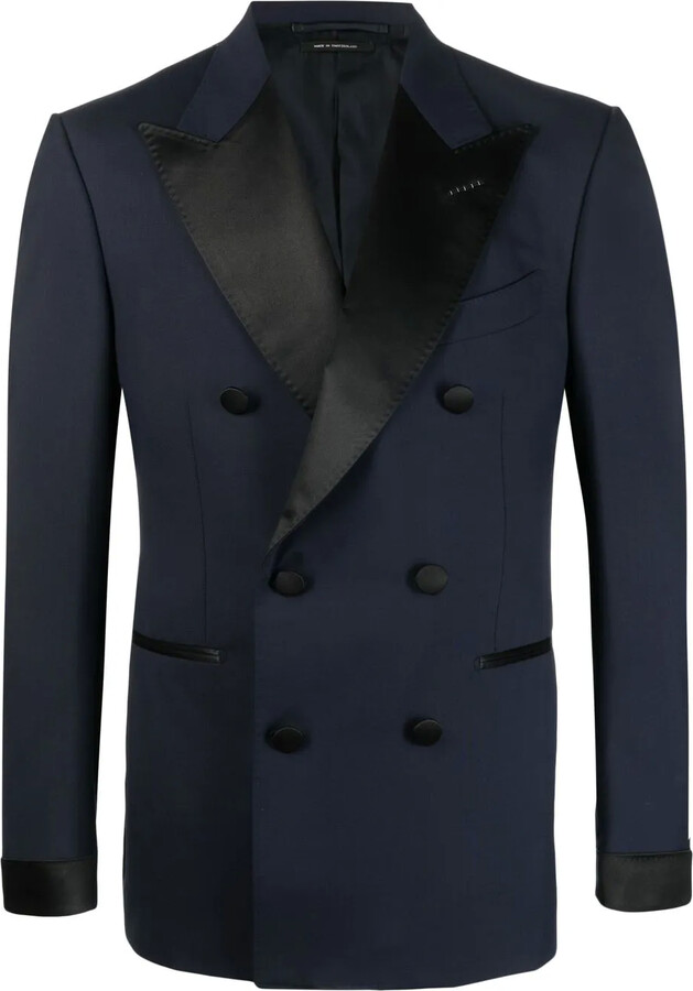 Tom Ford Silk-Trim Double-Breasted Blazer