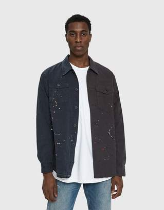 John Elliott Distorted Military Button Up Shirt in Washed Black
