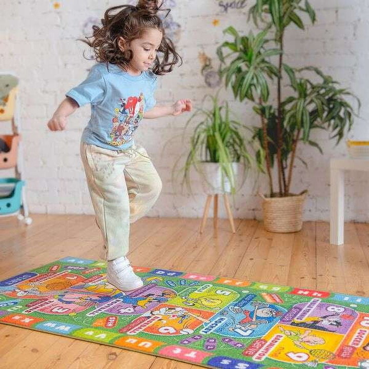 KC Cubs | Looney Tunes Hopscotch Number Counting ABC Alphabet Activity Educational Learning & Fun Game Play Area Non-Slip Rug Carpet for Kids and Children Bedrooms, Classroom and Playroom