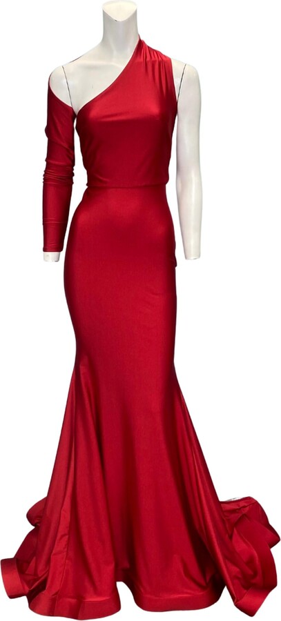 Issue New York One Sleeve Evening Gown In Red