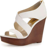 Thumbnail for your product : MICHAEL Michael Kors Elena Leather Wedge Sandal, Optic White