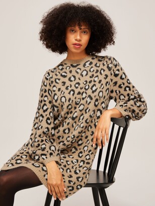 AND/OR Cleo Leopard Print Knit Jumper Dress, Neutral - ShopStyle