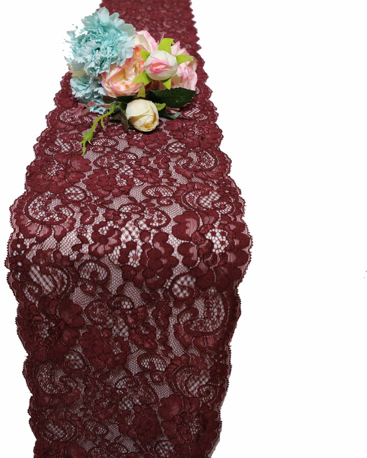 Valentine's Day Table Runner Wine Red Lace 7" Wide Wedding Burgundy