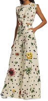 Thumbnail for your product : Oscar de la Renta Tie-Front Floral Cutout Jumpsuit