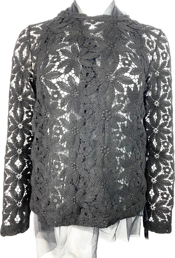 Comme des Garcons Black Wool Long Sleeves Sweater Top Size S