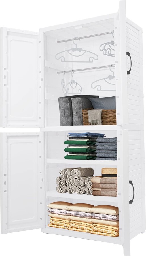 EPOWP 2Layer 2 Door Open Wardrobe Armoire Storage