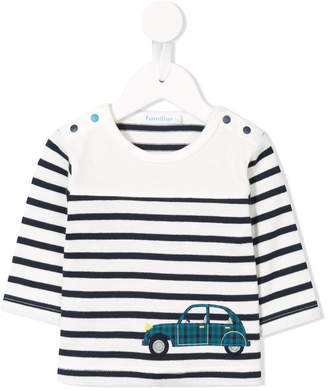 Familiar car embroidered striped top