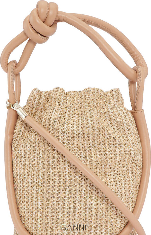 Ganni Small Knot Bucket Raffia Bag - ShopStyle 