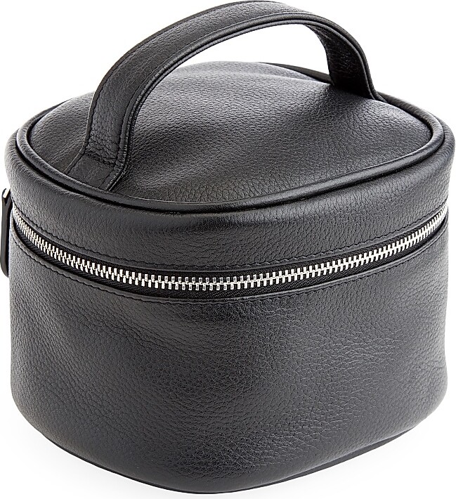 ROYCE New York Women's Compact Leather Cosmetic Bag - Black