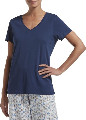 Hue Women's Short Sleeve V-Neck Sleep Tee Pajama Top
